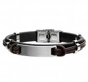 Bransoletka męska stal szlachetna skórzana GRAWER BA501