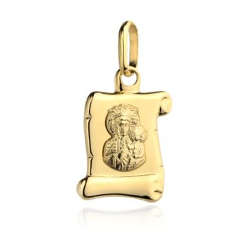 Medalik z żółtego złota papirus Matka Boska Częstochowska FUG5-15-M00045-2