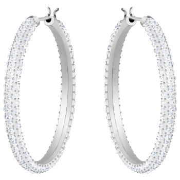 Kolczyki SWAROVSKI • Stone Hoop Pierced Earrings, White, Rhodium plating 5389432