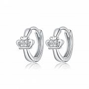 Kolczyki srebrne z białymi cyrkoniami korona KFUG059