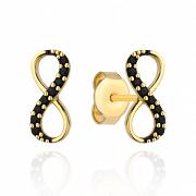 Kolczyki złote nieskończoność z czarnymi kamieniami FUG7-4-K00671-2