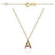 Naszyjnik złoty celebrytka literka A z kolorowymi kamieniami FUG3-4-CN00277-2