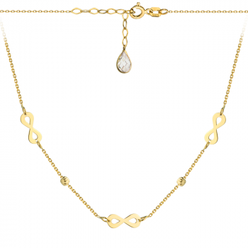 Naszyjnik złoty celebrytka nieskończoność i kulki FUG3-4-CN00320-2