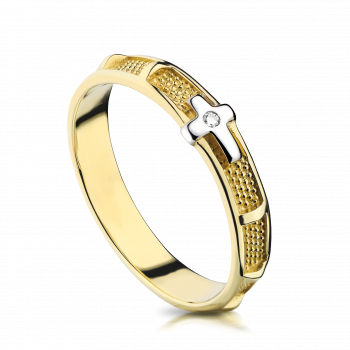 Pierścionek złoty różaniec na palec z cyrkonią PR1865