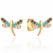 Kolczyki złote ważki z kolorowymi cyrkoniami FUG7-25-K00799-2