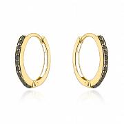Kolczyki złote kółka z czarnymi kamieniami FUG7-4-K00681-2