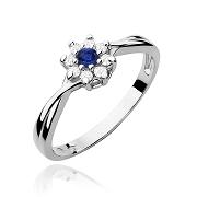 Pierścionek zaręczynowy z brylantami i szafirem 0.12