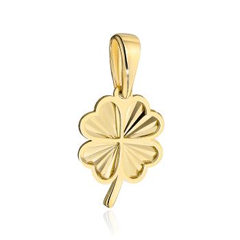 Zawieszka złota diamentowana koniczynka z łodygą FUG6-Z00545-375