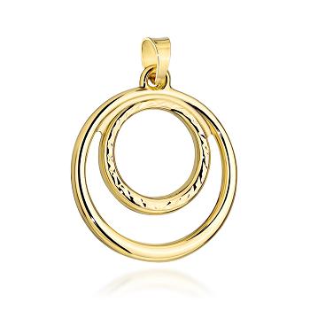 Zawieszka złota diamentowane i gładkie kółko FUG6-Z00672-585