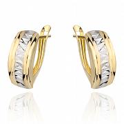 Kolczyki dwa kolory złota diamentowane na angielskim zapięciu FUG7-25-K01010-2