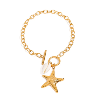 Bransoletka damska złota rozgwiazda z muszlą FUGJDB0212007