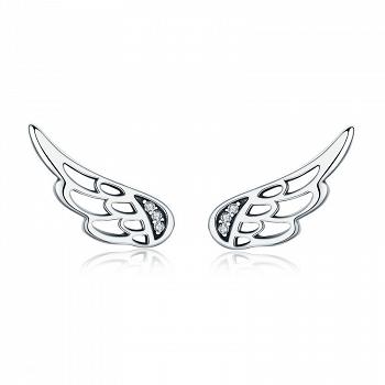 Kolczyki srebrne skrzydła z cyrkoniami KFUG002