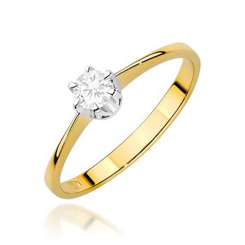 Pierścionek zaręczynowy z żółtego złota z diamentem laboratoryjnym 0.20ct