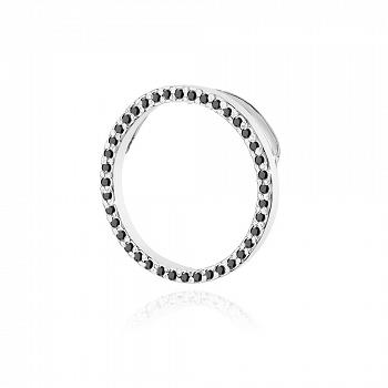 Zawieszka z białego złota kółko z czarnymi brylantami FZ442-B5858-CB0.20