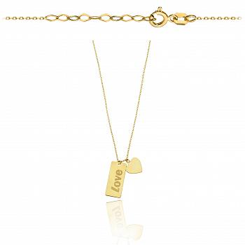 Naszyjnik złoty celebrytka blaszka i serce FUG3-4-CN00296-2