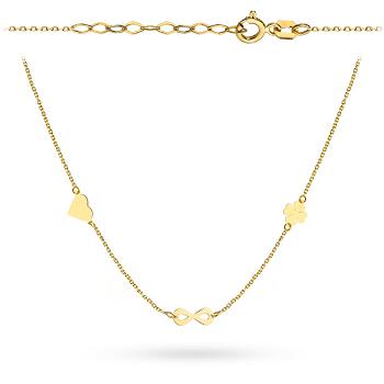 Naszyjnik złoty serce, koniczynka i nieskończoność FUG3-34-N00613-2