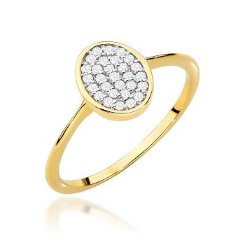 Pierścionek zaręczynowy z żółtego złota z brylantami 0.14ct