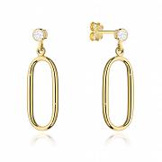 Kolczyki złote z cyrkonią i wiszącym owalem  FUG7-17-K01211-2