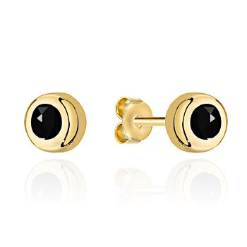 Kolczyki złote okrągłe z czarną cyrkonią FUG7-4-K00789-2