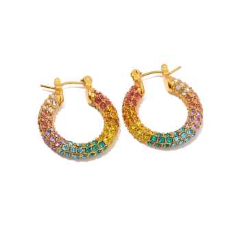 Kolczyki damskie złote z kolorowymi kamieniami FUGJDE2023245C