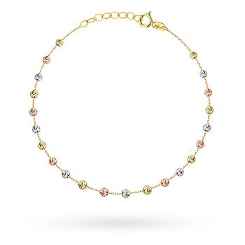 Bransoletka diamentowane kulki trzy kolory złota FUG2-B01145-585