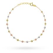 Bransoletka diamentowane kulki trzy kolory złota FUG2-B01145-585