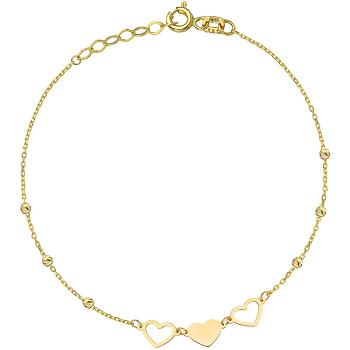 Bransoletka złota serca serduszka i diamentowane kulki FUG2-B00610-585