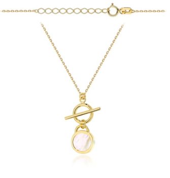 Naszyjnik złoty kółko z masą perłową FUG3-N00673-585