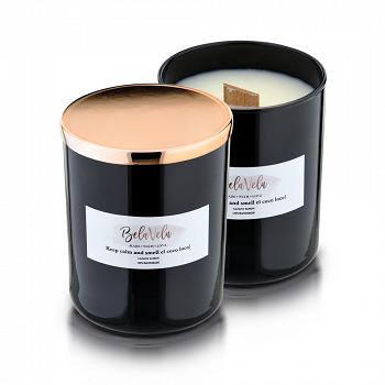 Naturalna zapachowa świeca sojowa KARMEL czarna GRAWER gratis