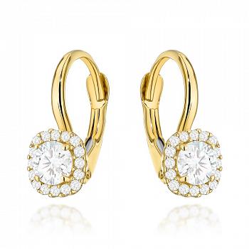 Kolczyki złote z kwadratowym kamieniem i cyrkoniami FUG7-17-K01423-2