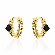 Kolczyki złote kółeczka z czarnymi kamieniami FUG7-3-K01573-2