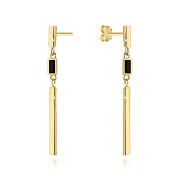 Kolczyki złote wiszące pałeczki z czarnym kamieniem FUG7-K01774-585