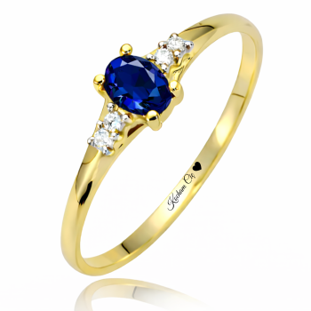 Pierścionek zaręczynowy złoty z granatową cyrkonią XFP1832GR