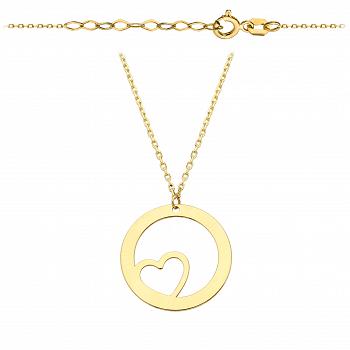 Naszyjnik złoty celebrytka kółko z sercem w środku FUG3-21-CN00264-2