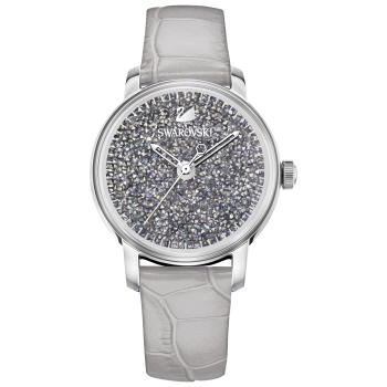 Zegarek Swarovski • Crystalline Hours Quartz Watch, Leather strap, Gray, Silver tone 5376074