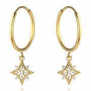 Kolczyki złote gwiazdki z cyrkoniami na kółku FUG7-21-K00782-2