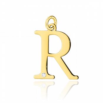 Zawieszka złota mała literka R z brylantem ZMFUG-R