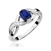 Pierścionek zaręczynowy z brylantami i szafirem 0.05