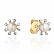 Kolczyki złote kwiatuszek z perły i cyrkonii FUG7-25-K01041-2