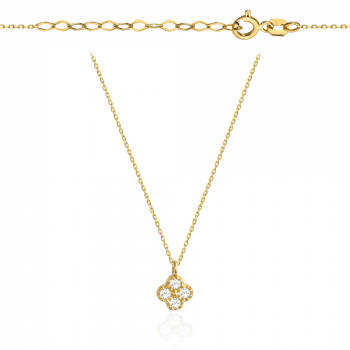 Naszyjnik złoty koniczynka z czterema cyrkoniami  FUG3-4-N00436-2