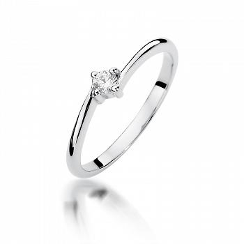 Pierścionek zaręczynowy z białego złota z brylantem 0.09