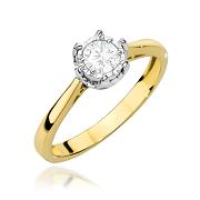 Pierścionek zaręczynowy z żółtego złota z brylantem 0.25ct