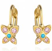 Kolczyki złote kwiatki z kolorowymi cyrkoniami FUG7-25-K00775-2