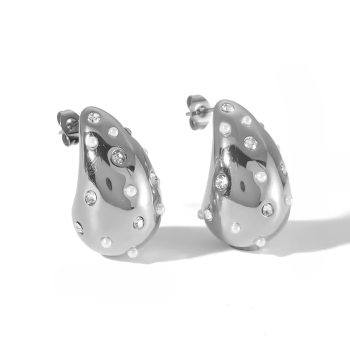 Kolczyki krople z białymi kamieniami i perłami FUGJDE2307020-P-S