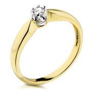 Pierścionek zaręczynowy z dwukolorowego złota z brylantem 0.10 ct