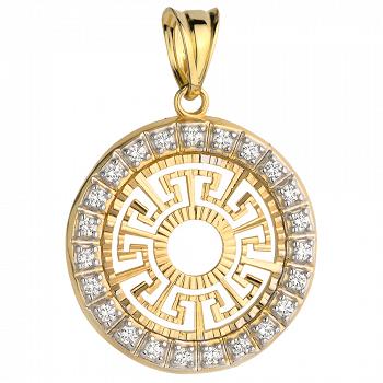 Zawieszka złota azteckie koło z cyrkoniami FUG6-17-Z00287-2