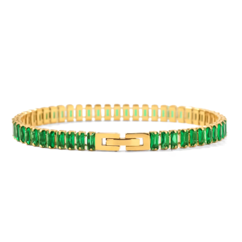 Naszyjnik choker stal szlachetna złota z zielonymi kamieniami FUGJDN20449GN