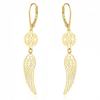 Kolczyki złote skrzydła i ażurowe kółeczko FUG7-34-K01538-2