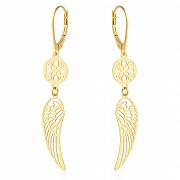 Kolczyki złote skrzydła i ażurowe kółeczko FUG7-34-K01538-2