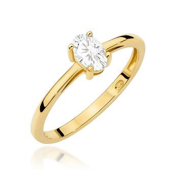 Pierścionek zaręczynowy z żółtego złota z diamentem laboratoryjnym 0.40ct